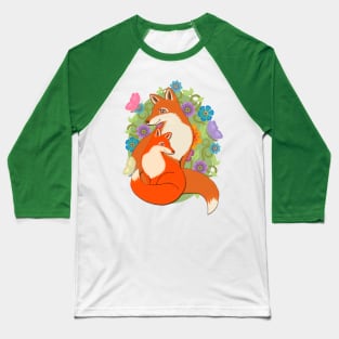 Two Foxes in a Garden Baseball T-Shirt